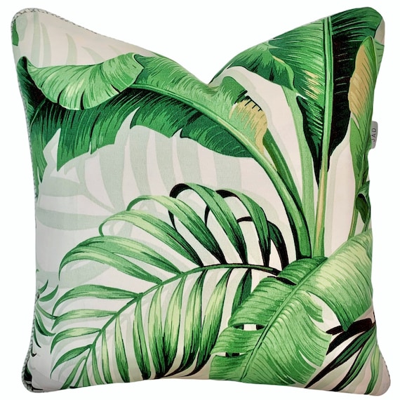 Outdoor Cushion . Palm Leaf Cushion . Tropical Palm Cushion . Multiple Sizes . Pale Green Palm Cushion . Decorator Pillow . Throw Pillow