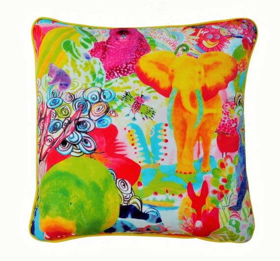 Zoological Cushion . Animal Pillow . Kids Cushion  . Zoo Pillow . Bright Cushion