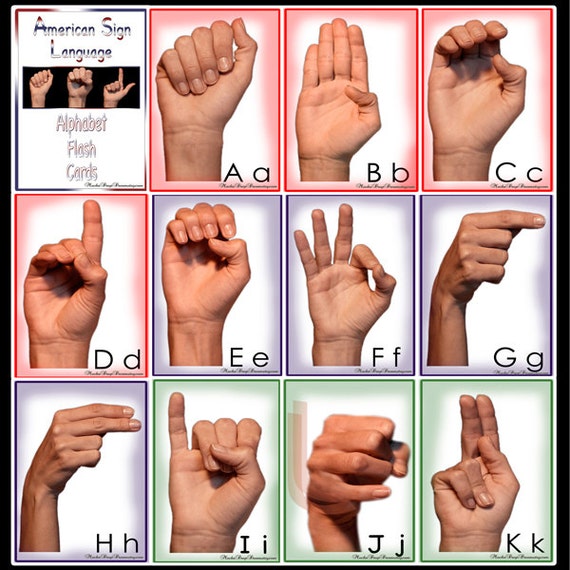 American Sign Language ASL alphabet photo flash cards. JPG