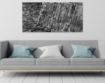 Contemporary black white Abstract painting 24"x48" mixed media on Gallery canvas "Lost21" by K. Davies