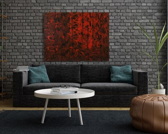 Large abstract contemporary painting 40"x30"x"1.75 Gallery canvas "Red420" by K. Davies