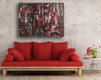 Large Abstract painting 30"x40"x1.5" Mixed media on Gallery birch board "RedMolder" by K. Davies