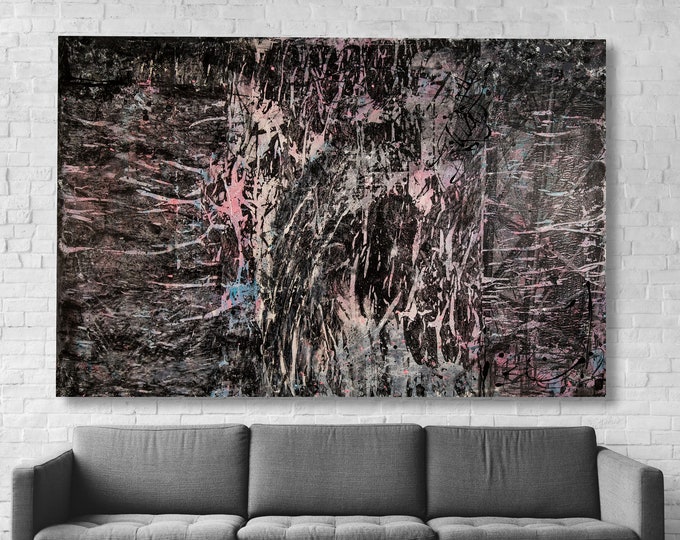 Featured listing image: Large contemporary Abstract painting 60"x40" mixed media on Gallery canvas "Torn18" by K. Davies