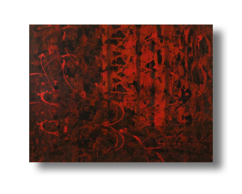 Large abstract contemporary painting 40x30x1.75 Gallery canvas Red420 by K. Davies image 2