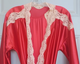 Vintage Crimson Spets Nattlinne Morgonrock Set – Tom Bezduda, M/L
