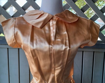 SALE Vintage gorgeous liquid satin decadent peach party dress - Extra Small to Small