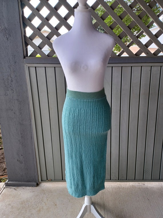 Vintage 1940s gorgeous blue wool knit sweater ski… - image 5