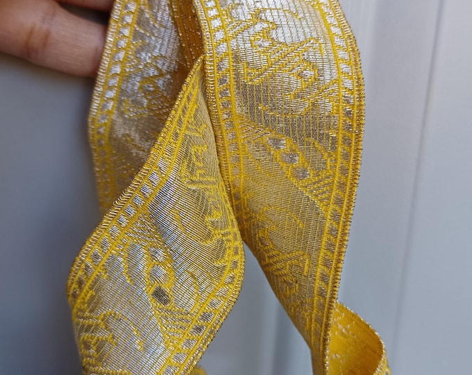 Antique 19th-century Silver Metallic Thread Ribbon Trim Military ...