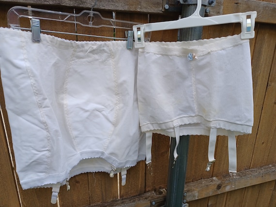 Vintage 1960s 70s Francine of France White Girdles Garter Belt Shapeware  Large/extra Large and Extra Small 