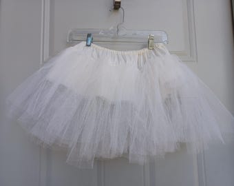 Vintage white tulle petticoat crinoline underskirt dancewear circle skirt - Medium