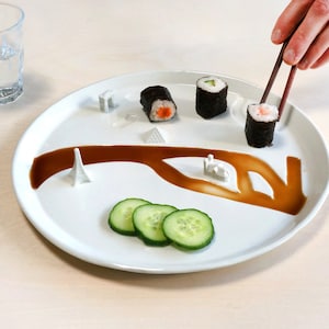 City plate - architectural bowl river sushi plate sharing platter dish key plate cheese plate sharing city trip lover organizer