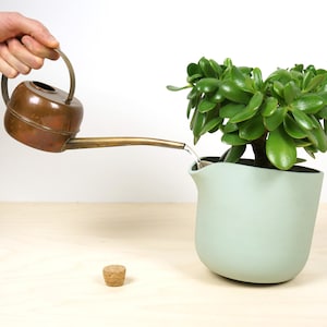 Självbevattnande blomkruka i stengods, justerbar magnetisk skjutreglage