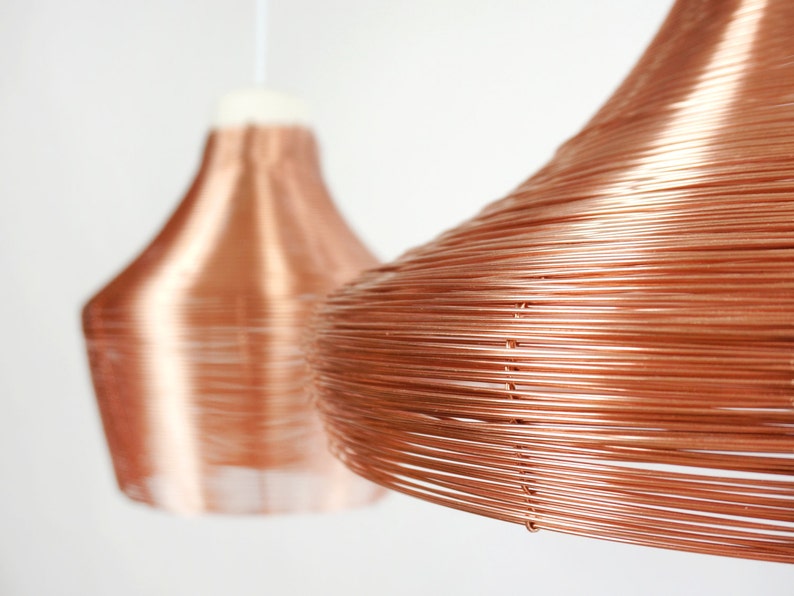 Copper braided lamp, pendant see through, lamp hanging light, kitchen lamp table light warm lamp atmosphere red copper glow light cosy image 4