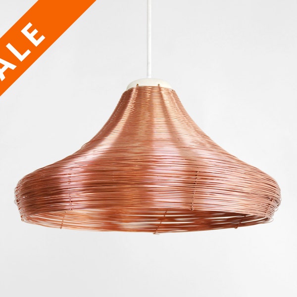 Copper braided lamp, pendant see through, lamp hanging light, kitchen lamp table light - warm lamp atmosphere - red copper glow light cosy