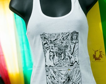 LIVITY Rasta Rebel Lioness Racerback Tank Top Vest - Disponible en Blanc & Noir