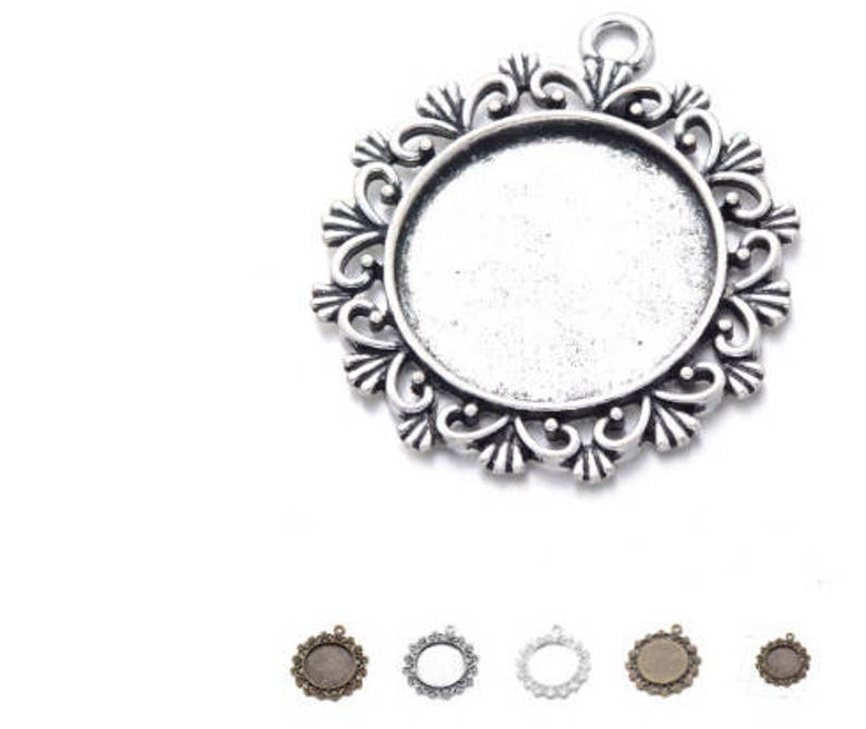 Bezel Cabochons Settings Glass Pendant setting 25mm Round Pendant Blank 1inch Round Pendant Bronze pendant Base