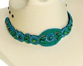 Turquoise & Green Hat Band - Hand Made - Western Hat Band - Adjustable Hatband - Cowboy Hat Band -Rodeo Band - Horse Show band- Hat Jewelry