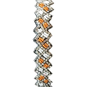 Orange & White Hat Band - Crystal Hat band - Adjustable Hatband - Cowboy Hat Band - Western Hat Band - Photo Props - Hat Band - Hat Jewelry