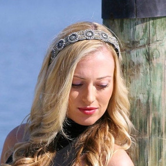 Black & Gold Headband - Beaded Headband - Photo Prop - Boho  display picture 1