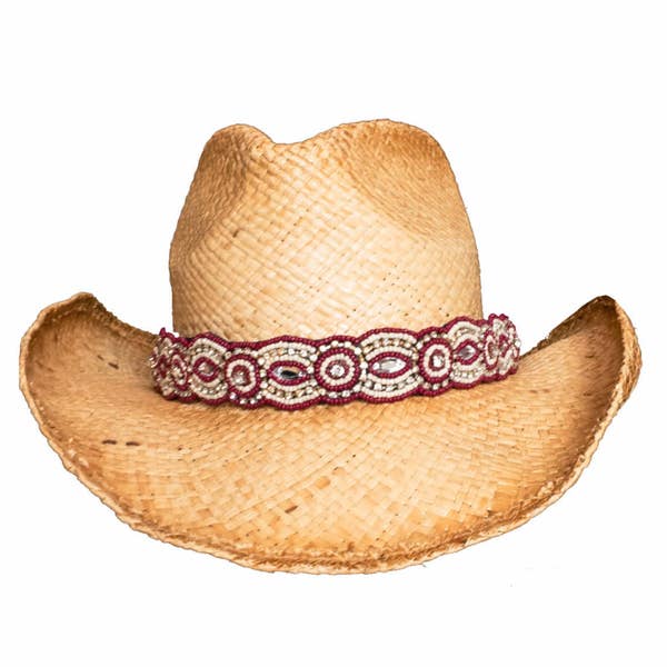 Red & White Hat Band - Crystal Hat band - Adjustable Hat band - Cowboy Hat Band - Decorative Hat Band -  Photo Prop - Hat Band - Hat Jewelry