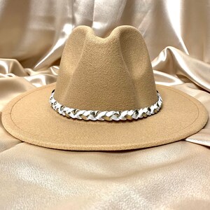 White & Gold Leather Braided Hat band - Braided Hat band - Adjustable White Hat band - Suede Hat band - Braided Leather Hat band - Boho Hat