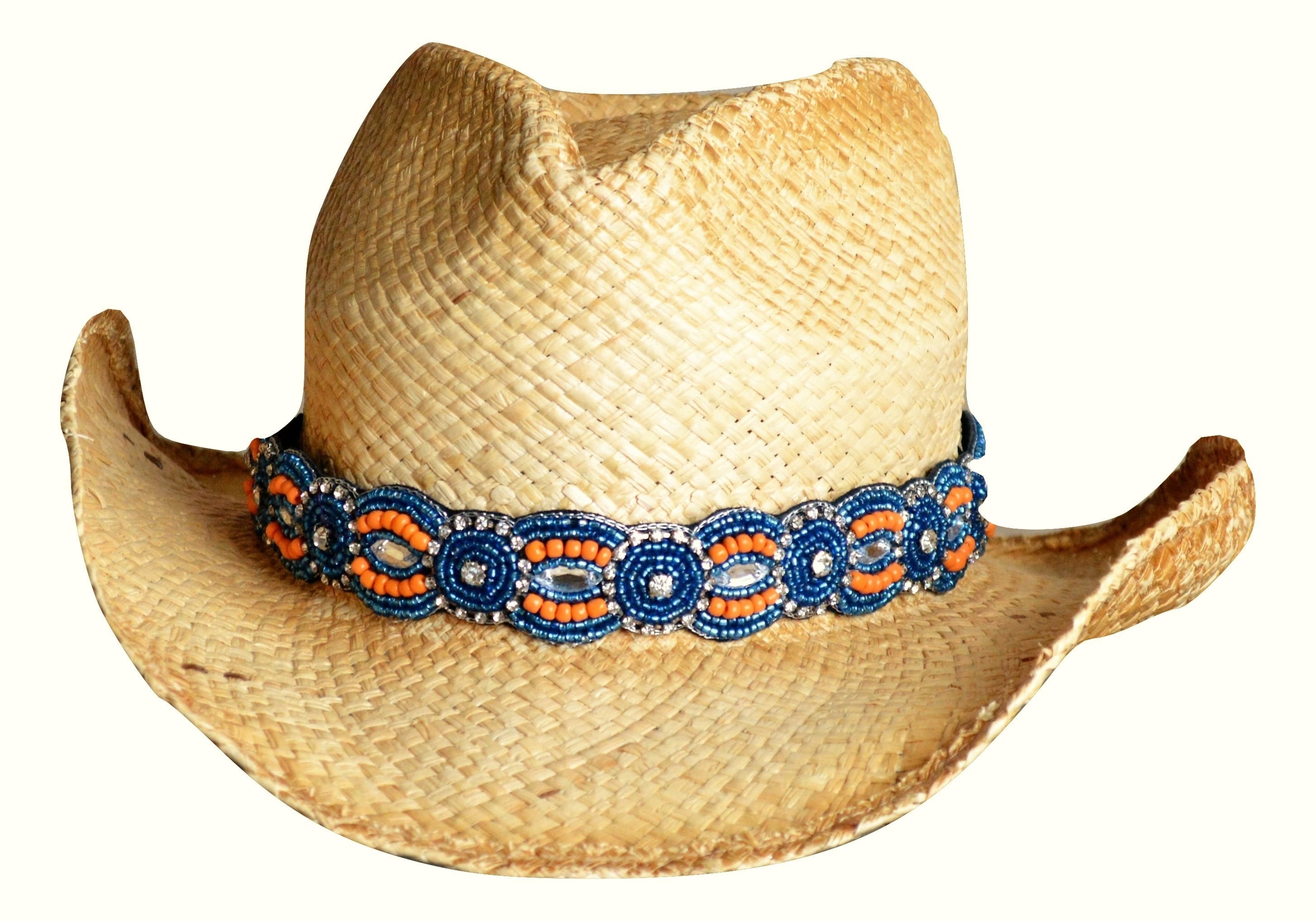 6614 Hatband For Women And Men, Orange Blue Black Brown Cowboy Hat Western Style Ethnic Cowboy Hat Band, Orange, Brown, Blue  main image 2