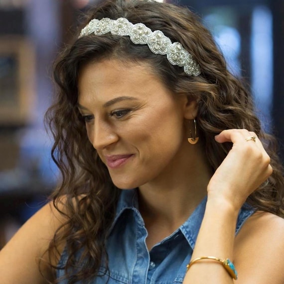 Crystal Headband - Beaded Headband - Adjustable Headband  display picture 2