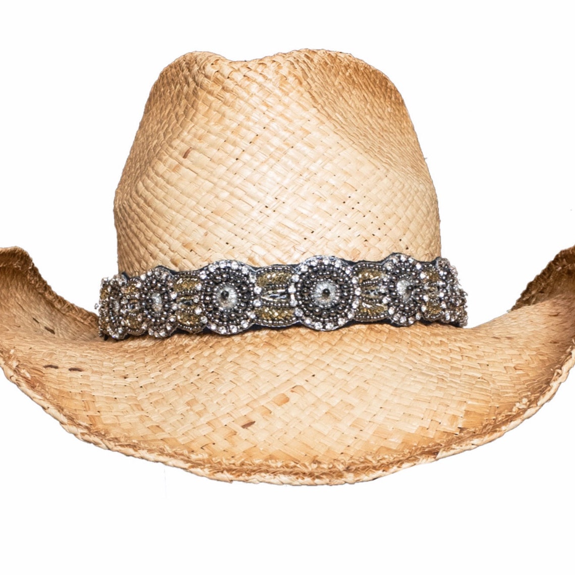Leather & Stamped Silver Hat Band
