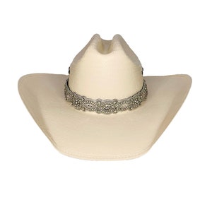 Elegant Beaded Hat Band - Crystal Hat band - Adjustable Hatband - Cowboy Hat Band - Silver Hat Band - Bridal Band - Hat Jewelry - Hand Made