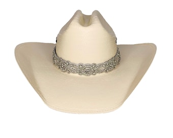 Elegant Beaded Hat Band - Crystal Hat band - Adjustable Hatband - Cowboy Hat Band - Silver Hat Band - Bridal Band - Hat Jewelry - Hand Made