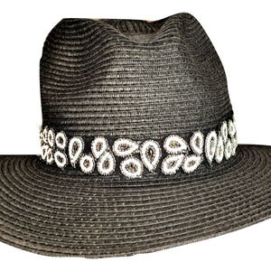 Black Hat Band - Black & White Hat band - Adjustable Hatband - Cowboy Hat Band - Western Hat Band - Floppy Hat Band - Hat Band - Hat Jewelry