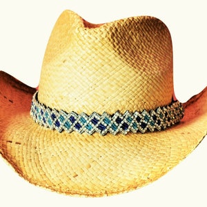 Crystal Hat Band - Blue Hat Band - Adjustable Hat Band - Western Hat Band - Hat Jewelry - Beaded Hat Band - Cowboy Hat Band - Turquoise Band