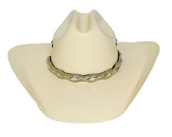 Gold Hutband - Verstellbares Hutband - Cowboy Hutband - Western Hutband - Perlen Hutband - Hutverzierung - Luxus Hutschmuck