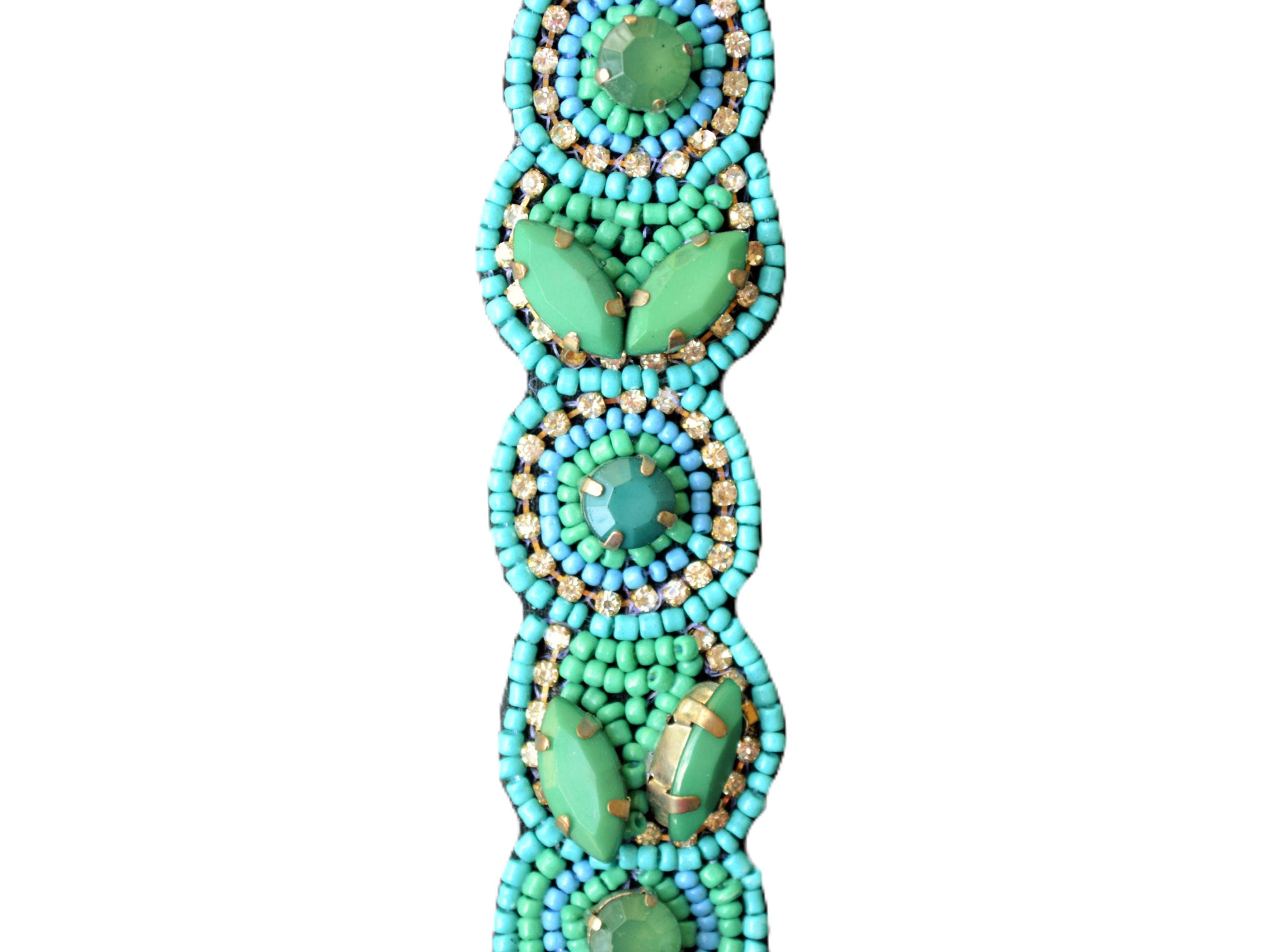 Turquoise Beaded Headband - Adjustable Headband - High 