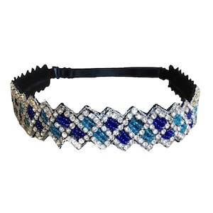 Crystal Headband - Boho Headband - Turquoise Headband - Adjustable Headband - Beaded Headband - Photo Prop -  Bridal Headband - Gatsby