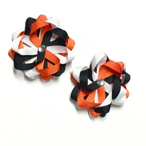 Halloween Bows - Set of 2 Halloween Barrettes - Halloween Hair Clip - Halloween Hair Accessories - Halloween Hairbows - Black and Orange Bow
