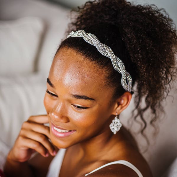 Crystal Headband - Beaded Headband - Bridal Headband - Adjustable Headband - Hair Jewelry- Hat Band - Boho Headband - Gift for her - Photo