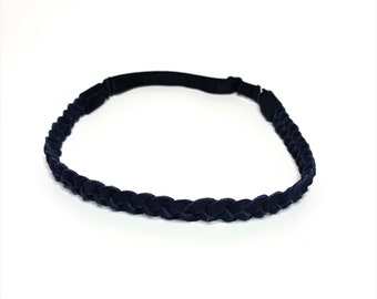 Navy Blue Leather Braided Headband - Blue Braided Headband - Hippy Headband - Blue Suede Headband - Braided Leather Headband - Boho Headband