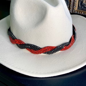 Black & Red Hat Band - Adjustable Hat Band - Georgia Band - Hat Jewelry - Beaded Hat Band - Western Hat Band - Cowboy Hat Band - Photo Props