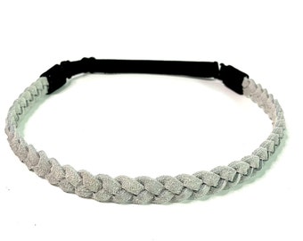 Bandeau tressé en cuir blanc - Bandeau tressé blanc - Bandeau blanc réglable - Bandeau en daim - Bandeau en cuir tressé