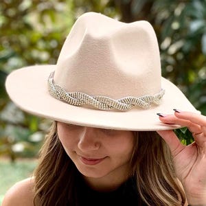 Adjustable Hat Band - Western Hat Band -  Hand Beaded Hat Band - Sparkling Hat Band -  Hat Jewelry -Silver Hat Band - Cowboy Hat Band