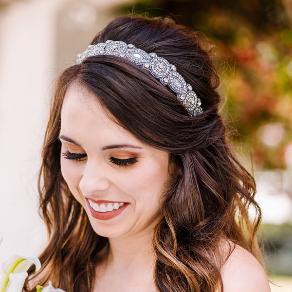 Elegant Beaded Headband - Crystal headband - Adjustable Headband - Wedding Headband - Bridal Gift - Hand Beaded Headband - Quality Hairband