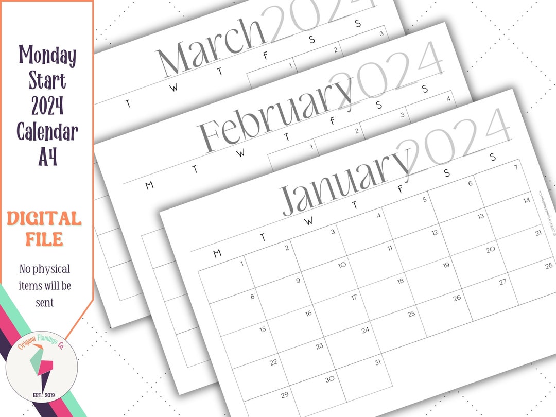 Monday Start Calendar 2025 Printable, Undated Monthly Planner 2025