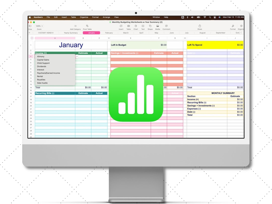 Apple Numbers Budget Template, Simple Budget Spreadsheet , Personal