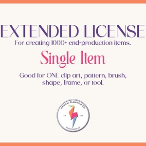 Licencia comercial extendida: 1 diseño / Hasta 9999 productos o ventas POD