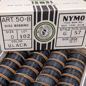 Vintage Belding Corticelli Black NYMO Bobbins, 77 Spools
