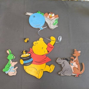 Vintage 1970s Disney Winnie the Pooh and friends Nursery Wall hangings 5 piece set