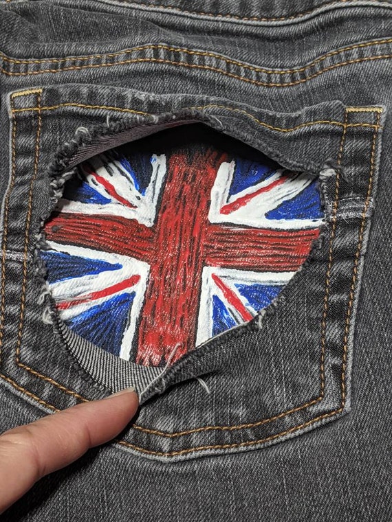 Wearable Art Flag Pockets Union Jack Old Glory Jeans Tag Size - Etsy