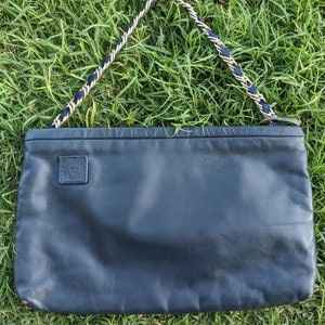 Vintage Anne Klein para Calderon Navy Clutch Cadena de bolso y correa de cinta