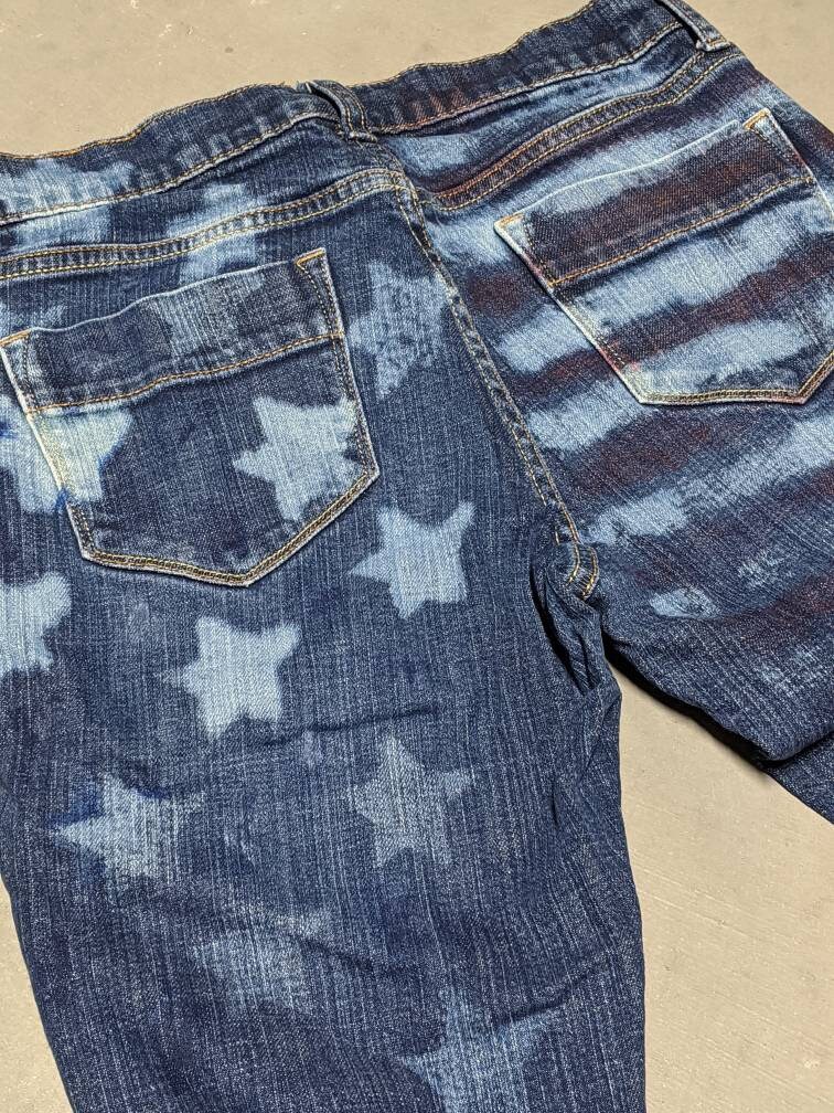 Painted Jeans size 2 Stars and Stripes Bleached